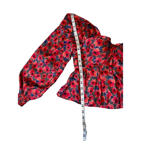 House Of Harlow 1960 Revolve Burna Blouse In Red Poppy Floral Women Size Medium - Picture 9 of 12